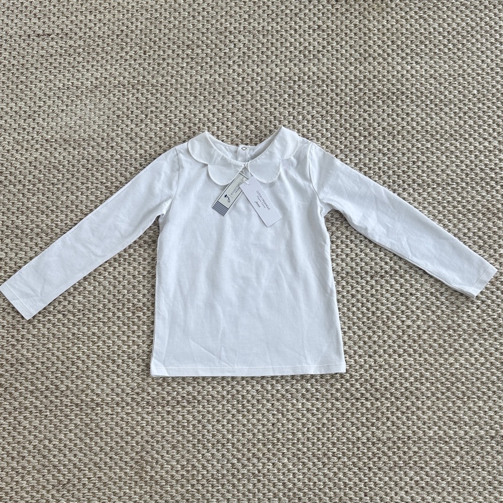 Jacadi long sleeved scalloped collar t-shirt, Girls Size 6 NWT